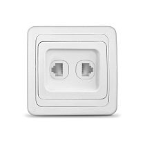 Розетка компьютерная двухместная серия "Валери",с/у, 1А, RJ45, белая (еврослот) UNIVERSAL