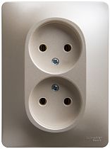 Glossa Перламутр Розетка 2 постовая без заземления, 16А (в сборе с рамкой) Systeme Electric (Schneider Electric)