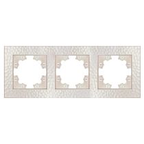 "Афина" Рамка фактурная 3-х местная универсальная жемчуг