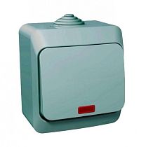 ЭТЮД открытая установка Серый Выключатель 1клавишный  с подсветкой IP44 Systeme Electric (Schneider Electric)