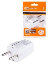 Вилка прямая с/з белая c перфорацией 10А 250В  TDM