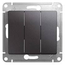 Glossa Графит Выключатель 3 клавишный , сх.3, 10AX Systeme Electric (Schneider Electric)