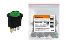 Клавишный переключатель круглый MIRS-101-3-G зеленый с подсветкой 2 положения 1з  TDM