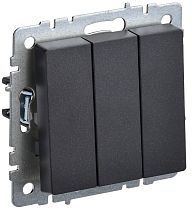 BRITE Выключатель 3-клавишный 10А ВС10-3-0-БрЧ черный  IEK