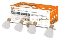 Светильник Спот, 4х40Вт, Е14, 230 В, 50 Гц, IP20, "Бутон", планка, ЭКО, сосна,  TDM