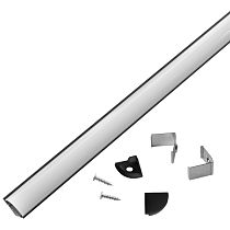 Профиль GAL-GLS-1000-16-16-B угловой черн. (1м профиль+рассеиватель+2заглушки+2 скоб с шуруп. 1/100)