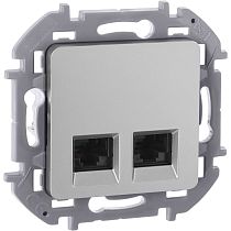 INSPIRIA Розетка компьютерная двойная RJ45 категория 6 UTP алюминий INSPIRIA Розетка компьютерная двойная RJ45 категория 6 UTP алюминий