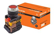 Кнопка ABLFS-22 красный d22мм неон/230В 1з+1р  TDM