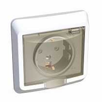 ЭТЮД скрытая установка Белый Розетка одинарная с заземлением со шторками с крышкой IP44 Systeme Electric (Schneider Electric)