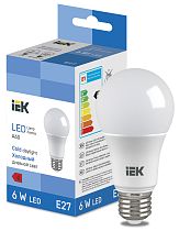Лампа LED груша Bulb A60 510lm 6500K E27  IEK