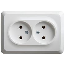 ЭТЮД открытая установка Белый Розетка двойная угловая без заземления 16А 250B Systeme Electric (Schneider Electric)
