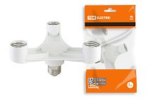 Переходник Е27-3хЕ27, белый,  TDM