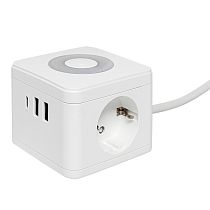 Удлинитель "Куб" 2 гнезда 2USB 2,4А+Type C + Ночник 1,3 метра 1мм2 Удлинитель "Куб" 2 гнезда 2USB 2,4А+Type C + Ночник 1,3 метра 1мм2