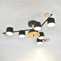 Люстра под лампу General  GCHL-6GX53-M Черная+Дерево Венто