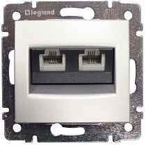 VALENA Розетка телефонная двойная RJ11 алюминий