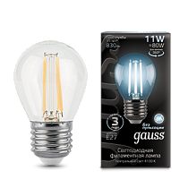 Лампа светодиодная Gauss Filament Шар E27 11Вт 750lm 4100K