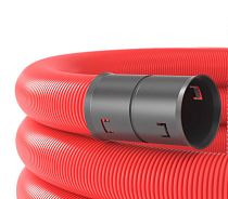 Двустенная труба ПНД гибкая для кабельной канализации д.75мм с протяжкой, SN10, 500Н, в бухте 50м, цвет красный
