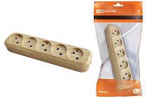 Колодка розеточная 5 гнезд 2П б/з 10А 250В "Эко" (сосна)  TDM