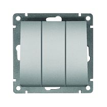 Выключатель трехклавишный UNIVERSAL серия "Афина", скрытой установки, 10А, 220В, серебро (еврослот)