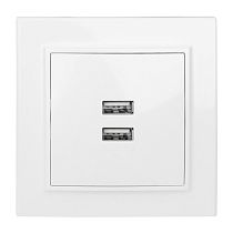 Минск Розетка USB 2-местная СП 2,1А белая EKF Минск Розетка USB 2-местная СП 2,1А белая EKF