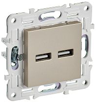 SKANDY Розетка USB A+A 3,1А SK-R15Sh шампань IEK SKANDY Розетка USB A+A 3,1А SK-R15Sh шампань IEK