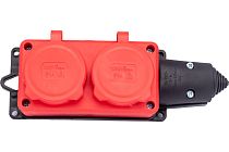 Колодка UNIVERSAL 2-х местная однофазная с заглушками "КОМПАКТ" (каучук) Красный