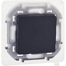 INSPIRIA Выключатель 1-клавишный проходной 10А IP44 безвинтовое крепление антрацит