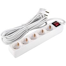 Удлинитель бытовой General GES-16-3x100-5-5m-S, 16А, 3х1 мм2, 5 места, 5 метров, с заземлением, с выключателем