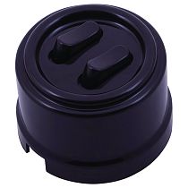 Выключатель клавишный, двойной, пластик, коричневый JANTERA