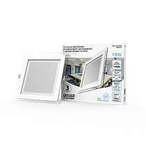 Светодиодный встраиваемый светильник Gauss, квадратный с декоративным стеклом, 18Вт 4000K