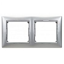 VALENA DIY Рамка 2-местная белый серебряный штрих