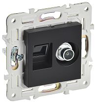 SKANDY Розетка двойная TV+RJ45 кат.6E SK-A15Bl черный IEK SKANDY Розетка двойная TV+RJ45 кат.6E SK-A15Bl черный IEK