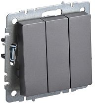 BRITE Выключатель 3-клавишный 10А ВС10-3-0-БрС сталь  IEK