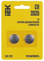 Батарейка дисковая литиевая CR2025 (2шт/блистер)  IEK