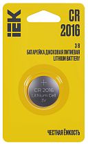 Батарейка дисковая литиевая CR2016 (1шт/блистер)  IEK