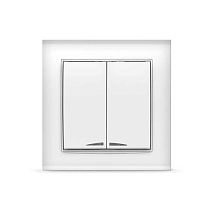 Выключатель двухклавишный с подсветкой Бриллиант, скрытой установки, 10А, 220В, белый UNIVERSAL