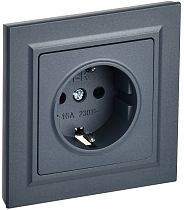 Розетка BRITE одноместная с заземлением с защитными шторками 16А в сборе РСР14-1-0-БрМ маренго  IEK