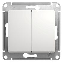 Glossa Белый Переключатель 2 клавишный , сх.6, 10АХ Systeme Electric (Schneider Electric)
