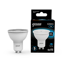 Лампа светодиодная Gauss MR16 7Вт 630lm 6500K GU10 Лампа светодиодная Gauss MR16 7Вт 630lm 6500K GU10
