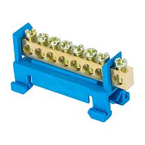 Шина "0" N (6х9мм) 8 отверстий латунь синий изолятор тип "Стойка" на DIN-рейку EKF PROxima Шина "0" N (6х9мм) 8 отверстий латунь синий изолятор тип "Стойка" на DIN-рейку EKF PROxima