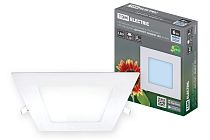 Светильник ультратонкий встраиваемый светодиодный "Даунлайт" квадрат СВО (белый) 6 Вт 4000К  TDM