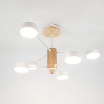 Люстра под лампу General  GCHL-6GX53-M Белая+Дерево Элизиум