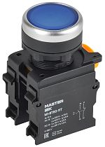 Кнопка с фиксацией d=22мм 1NO+1NC синяя MASTER IEK