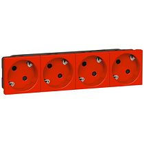 Розетка 4х2к+З с заземлением немецкий стандарт 45 красная Mosaic Legrand