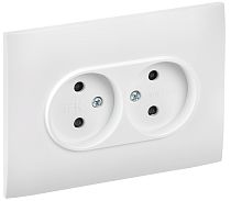 SKANDY Розетка 2-местная без заземления с защитными шторками 10А в сборе SK-R09W арктический белый  IEK
