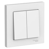 AtlasDesign Белый Выключатель 2-клавишный сх.5, 10АХ, (в сборе с рамкой) Systeme Electric (Schneider Electric)
