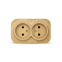 Розетка двухместная серия "IONICH", без заземления, открытой установки, 16А, 220В, "сосна" (еврослот)