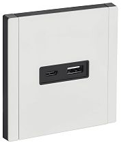 FORTE&PIANO Розетка USB A+C 18Вт FP251M металл белый IEK