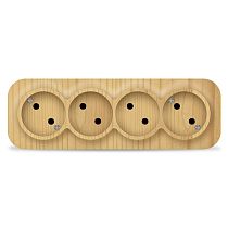 Розетка четырехместная серия "IONICH", без заземления, открытой установки, 16А, 220В, "сосна" (еврослот)