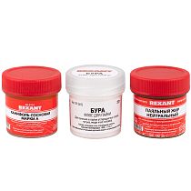Набор для пайки REXANT К3, твердый флюс (канифоль, флюс БУРА, паяльный жир) Набор для пайки REXANT К3, твердый флюс (канифоль, флюс БУРА, паяльный жир)